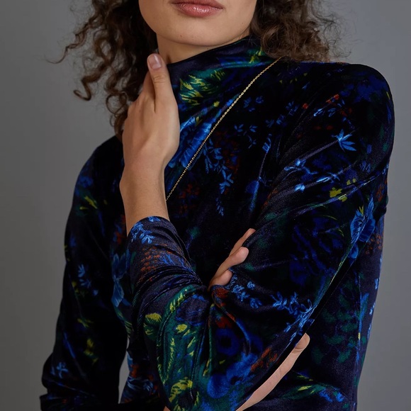 NWT Anthropologie Constance Blue Velvet Dress - Picture 4 of 11